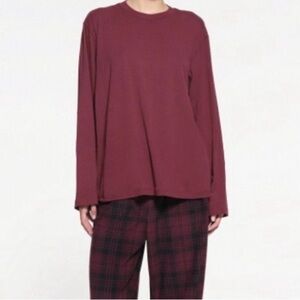 SKIMS Maroon Long Sleeve Boyfriend Tee